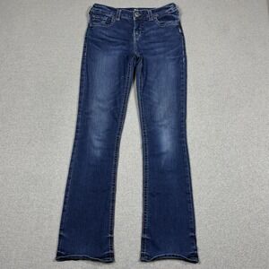 Silver Jeans AIKO Slim Boot Womens 28x33 Blue Whiskered Rodeo Dark Wash Denim